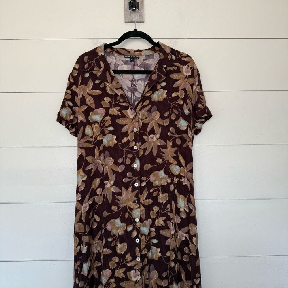 Vintage Halston Women’s 16 Floral Maxi Dress Cottagecore